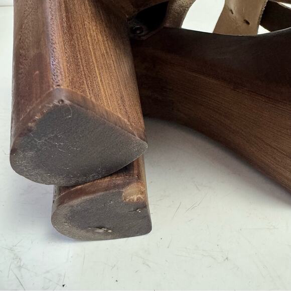 Steve Madden Brown & Tan Leather Suede Platform Heels Sandals Shoes Size 8.5 - Picture 6 of 6